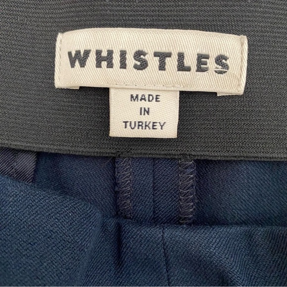 Whistles Ankle Length Stretchy Navy Trousers with Side Zip - Picture 7 of 11